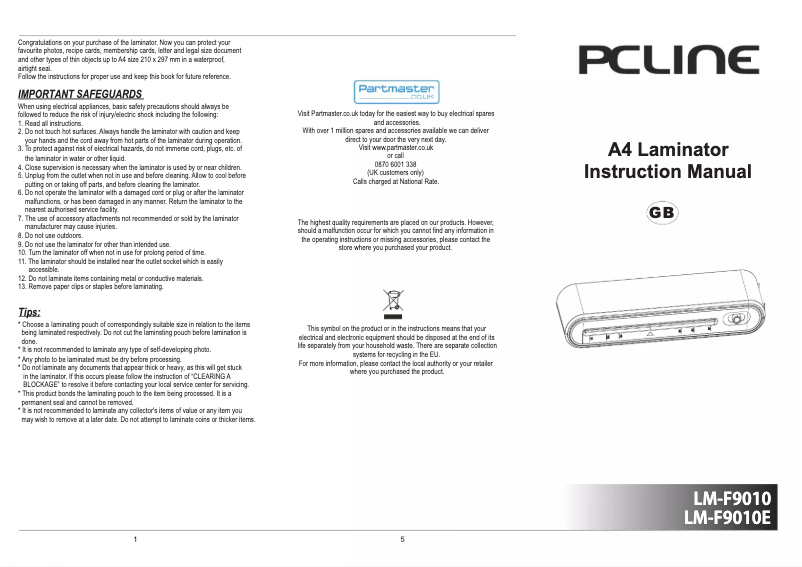 Page n°1 - Manuel utilisateur PC Line LM-F9010E