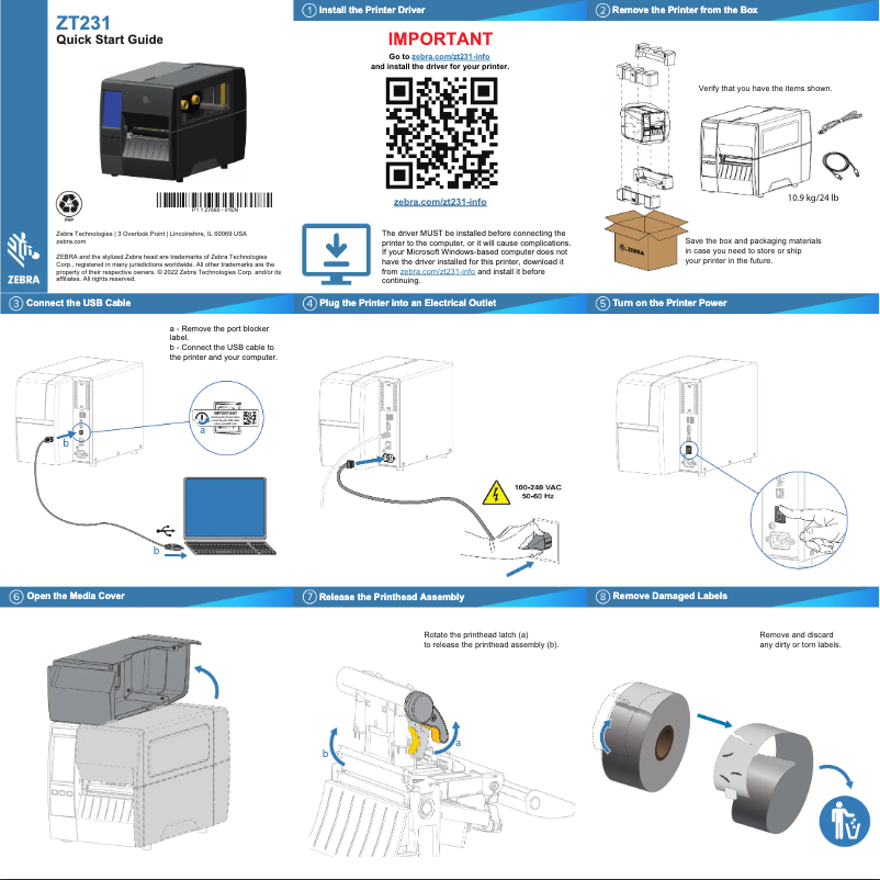 Image de la première page du manuel de l'appareil ZT231