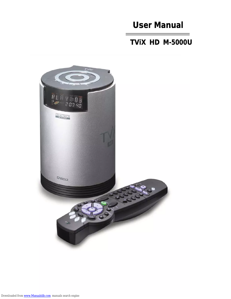 Page n°1 - Manuel utilisateur TViX HD M-5000U