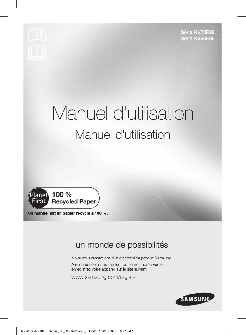 Page n°1 - Manuel utilisateur Samsung NV70F3553LS