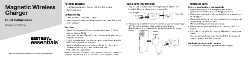 Page n°1 - Manuel utilisateur Best Buy BE-MQM10W22W
