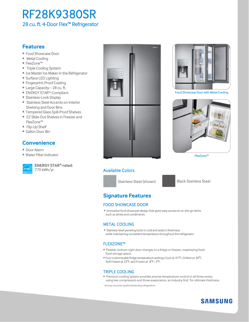 Página 1 del manual Ficha técnica Samsung RF28K9070SR