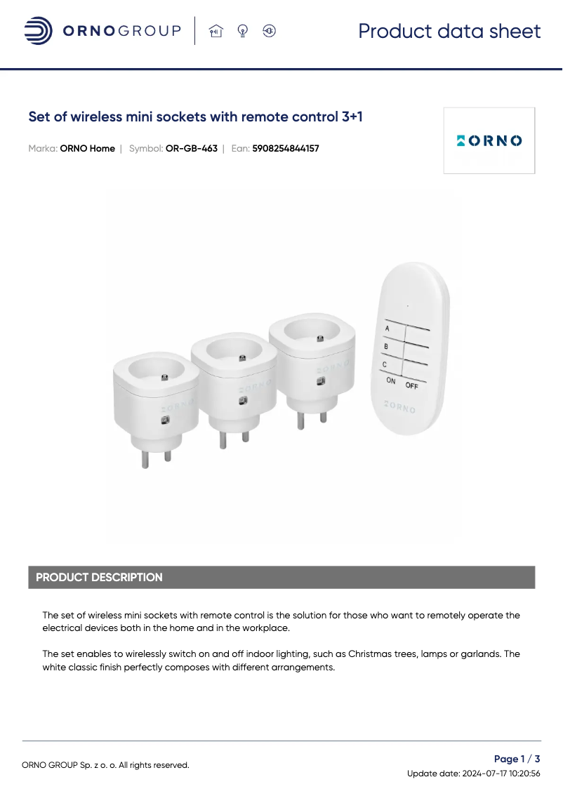 Image de la première page du manuel de l'appareil OR-GB-463