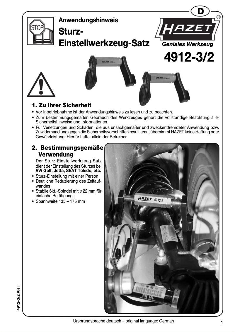 Page n°1 - Manuel utilisateur Hazet 4912-3/2