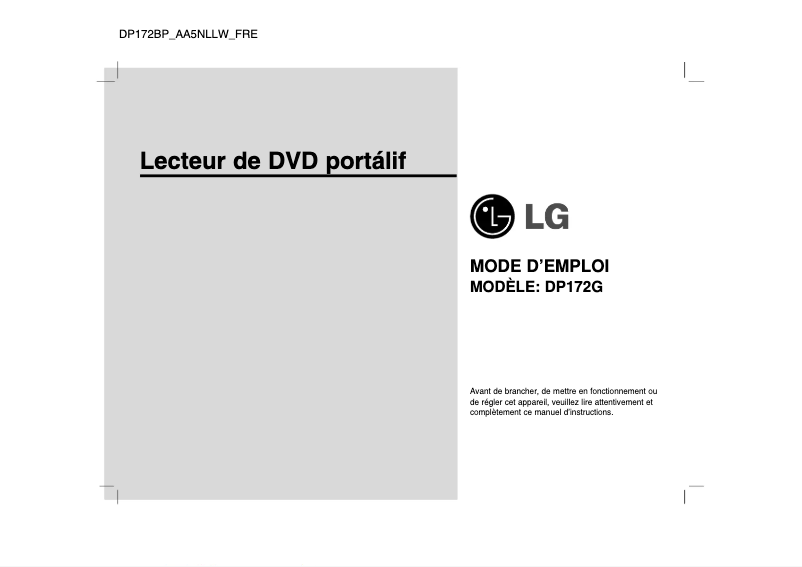 Page 1 de la notice Manuel utilisateur LG DP172G