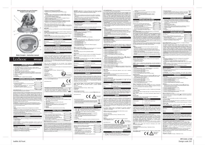 Page 1 de la notice Manuel utilisateur Lexibook Avengers RP510AV