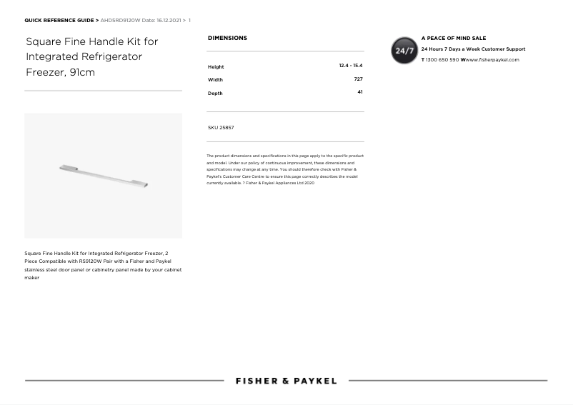 Page 1 de la notice Manuel utilisateur Fisher & Paykel AHD5RD9120W