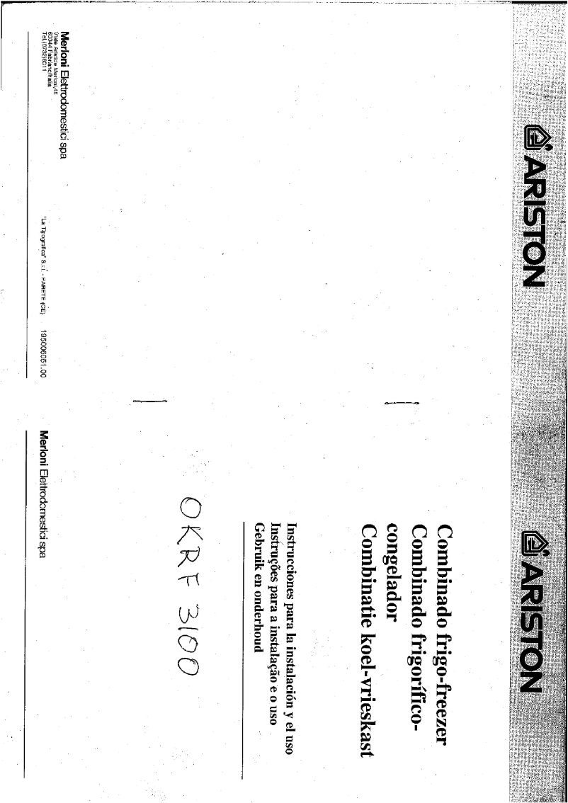 Page n°1 - Manuel utilisateur Ariston Thermo OKRF 3100