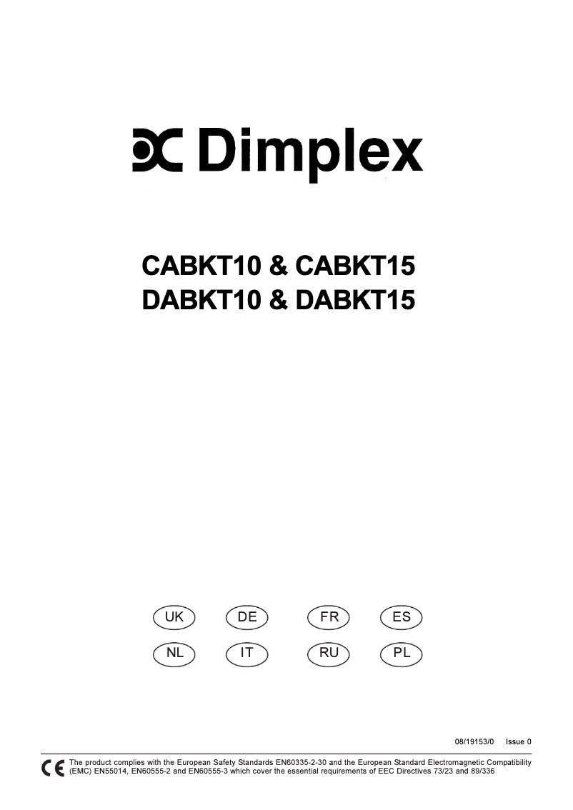 Page 1 de la notice Manuel utilisateur Dimplex CABKT10