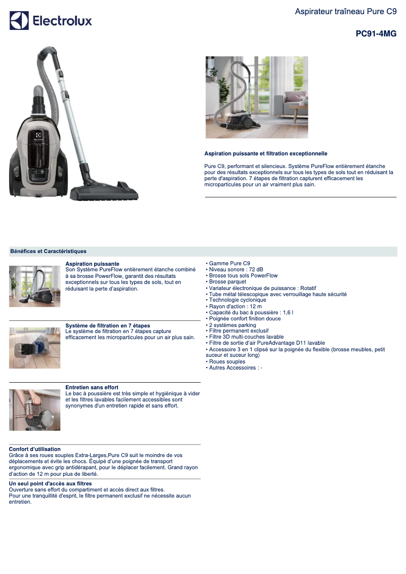 Page n°1 - Fiche technique Electrolux PC91-4MG