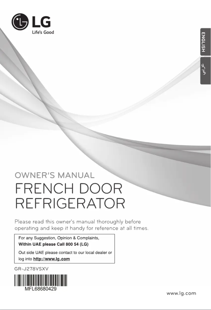 Page 1 de la notice Manuel utilisateur LG GR-J278VSXV