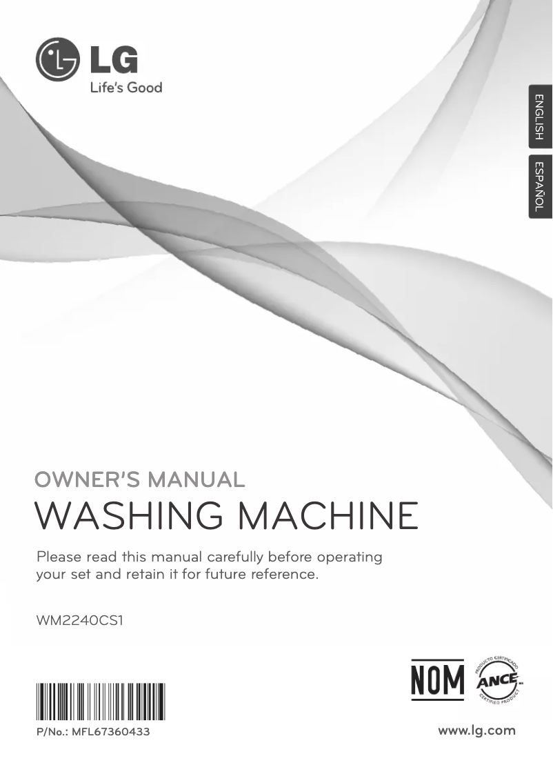 Page 1 de la notice Manuel utilisateur LG WM2240CS1