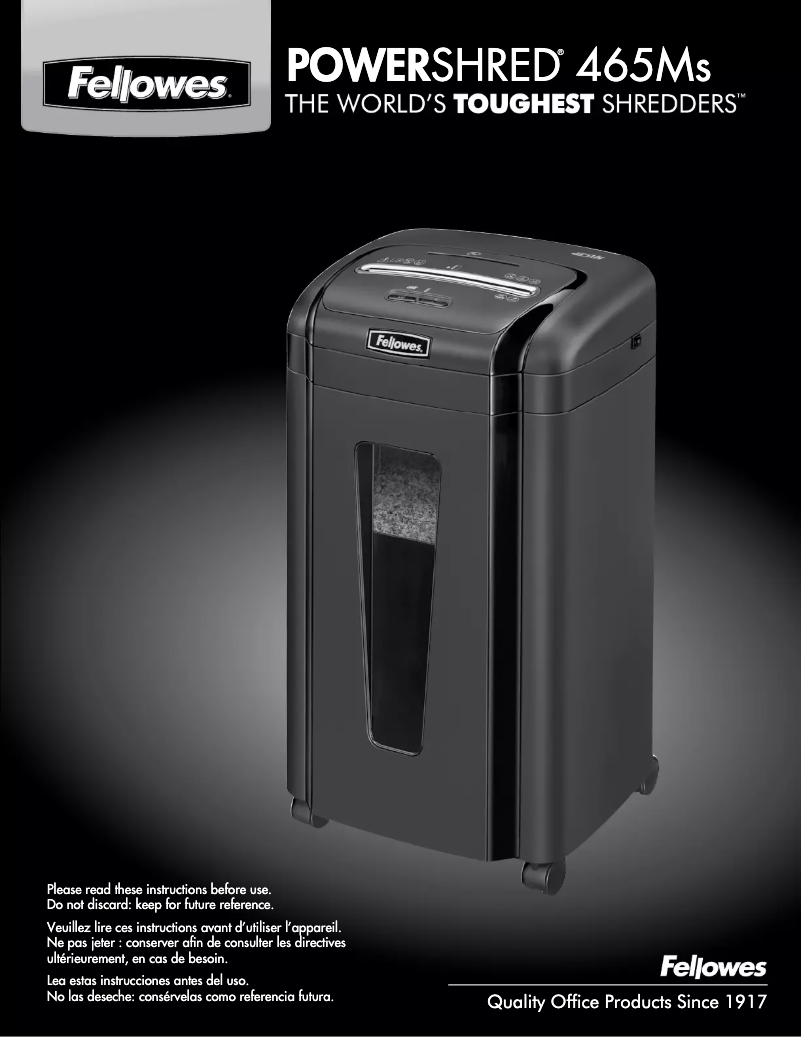 Page n°1 - Manuel utilisateur Fellowes Powershred 465Ms