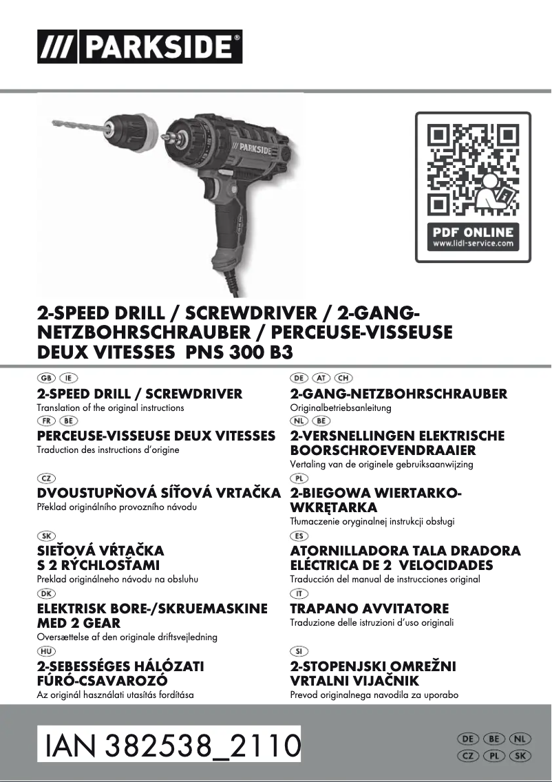 Page n°1 - Manuel utilisateur Parkside PNS 300 B3