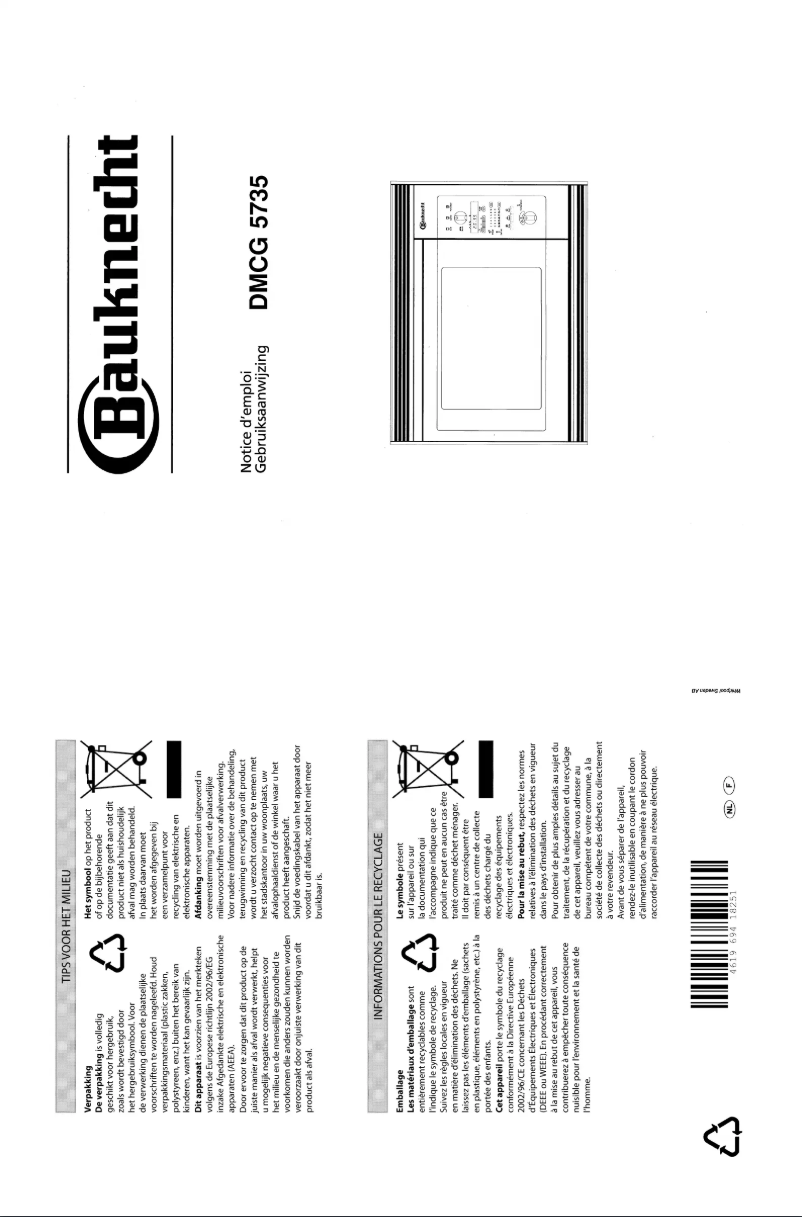 Page 1 de la notice Manuel utilisateur Bauknecht DMCG 5735 IN
