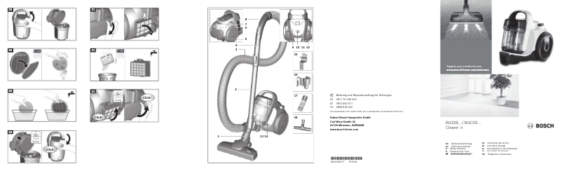 Page 1 de la notice Manuel utilisateur Bosch Cleann'n Allergy Parquet BGC05AAA2