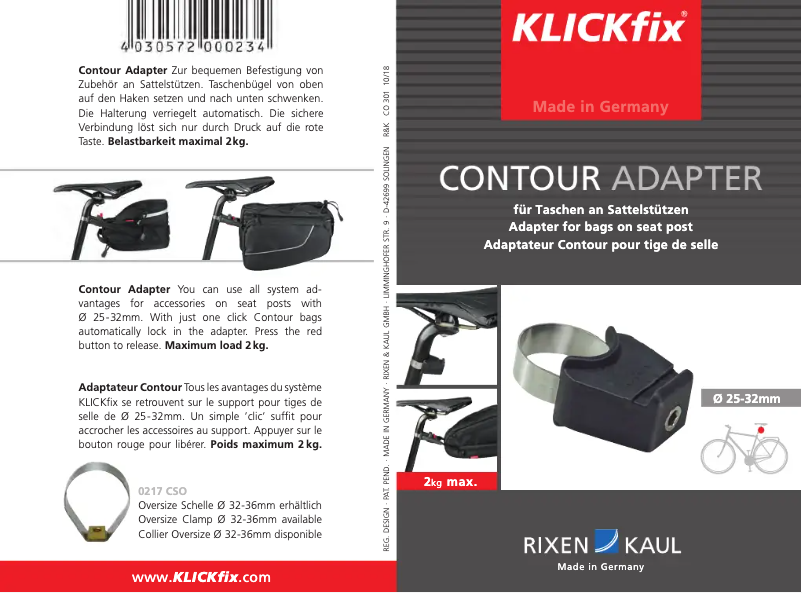Page n°1 - Manuel utilisateur KLICKfix Contour