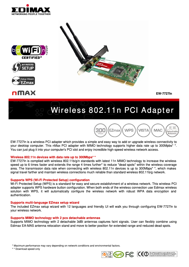 Page n°1 - Fiche technique Edimax EW-7727In