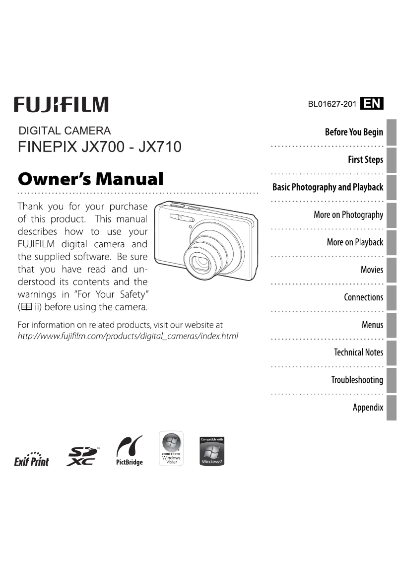 Page 1 de la notice Manuel utilisateur Fujifilm FinePix JX700