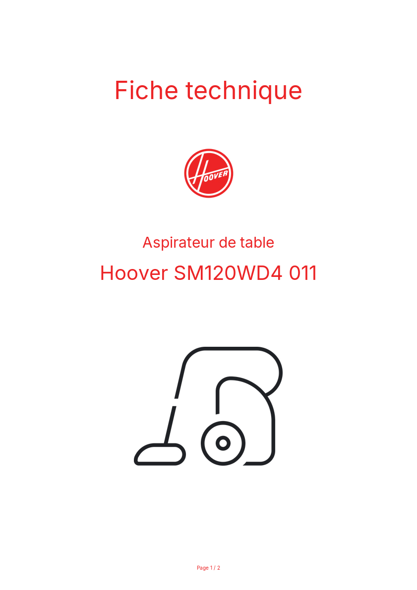 Page n°1 - Fiche technique Hoover SM120WD4 011