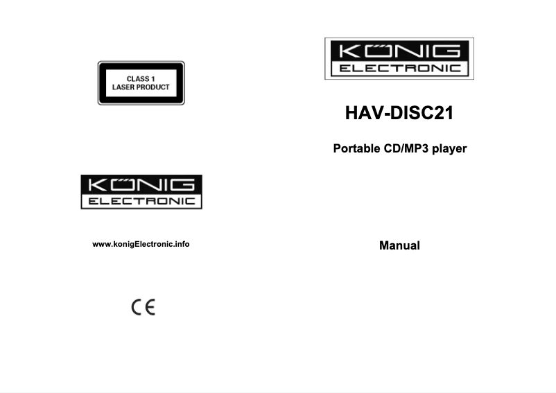 Página 1 del manual Manual de usuario Konig HAV-DISC21