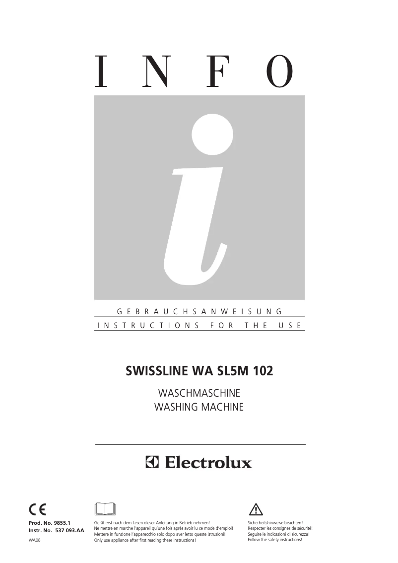 Page n°1 - Manuel utilisateur Electrolux WASL5M102