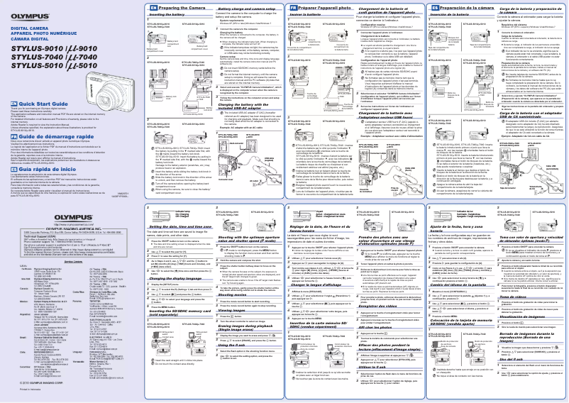 Page 1 de la notice Manuel utilisateur Olympus Stylus 9010