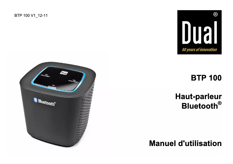 Page 1 de la notice Manuel utilisateur Dual BTP 100
