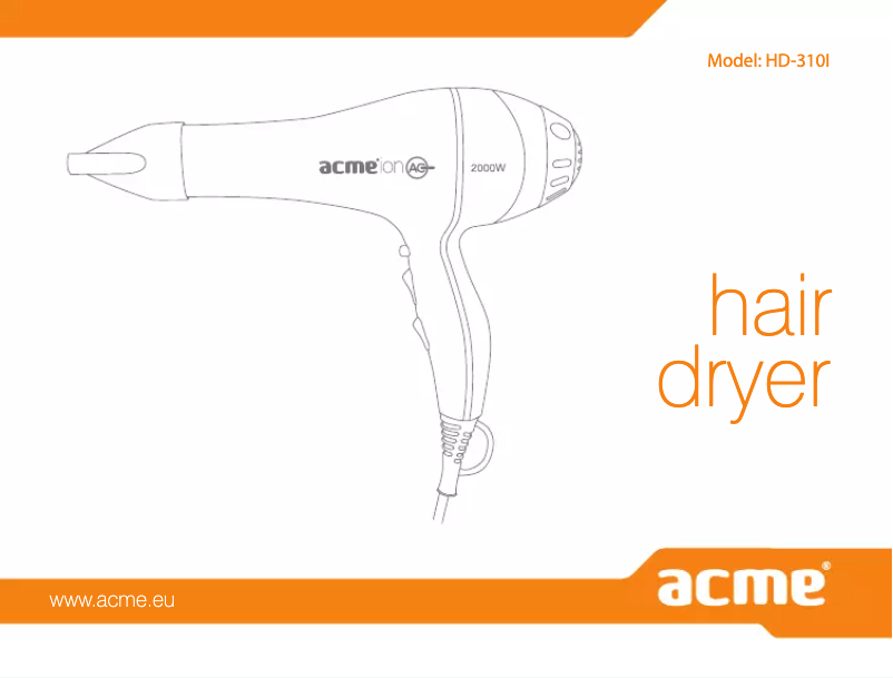 Page 1 de la notice Manuel utilisateur Acme Made HD310L