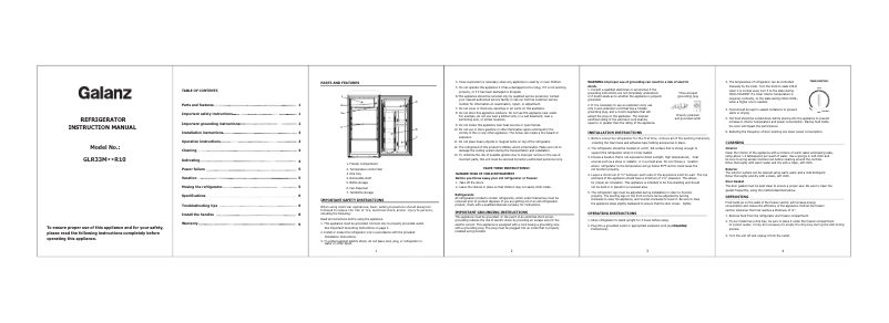 Page 1 de la notice Manuel utilisateur Galanz GLR33MGNR10