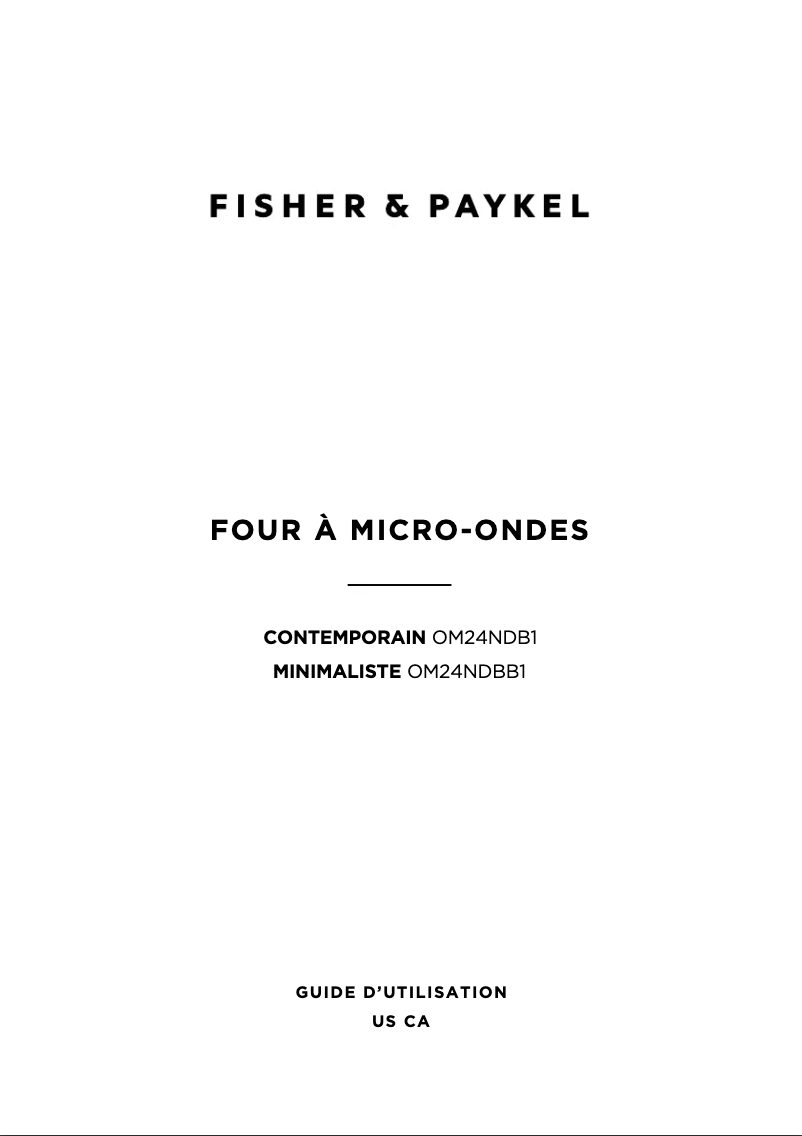 Page 1 de la notice Manuel utilisateur Fisher & Paykel OM24NDBB1