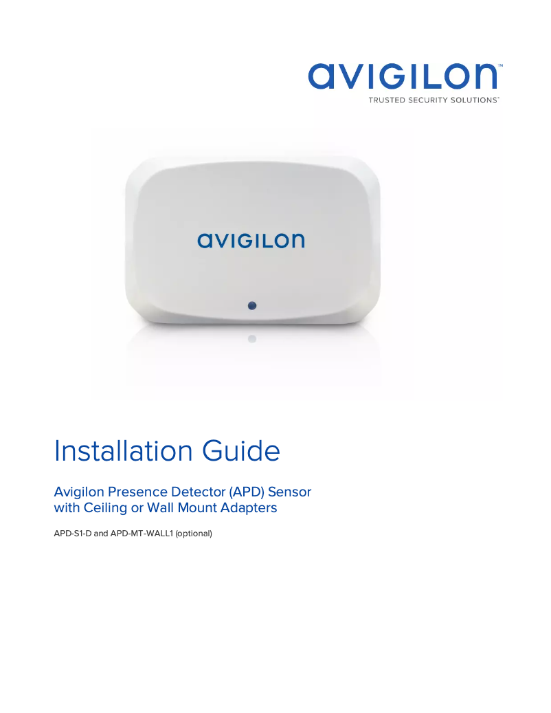 Página 1 del manual Manual de usuario Avigilon Avigilon Presence Detector (APD) Sensor