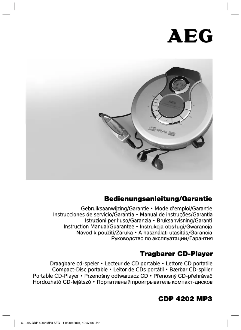 Page 1 de la notice Manuel utilisateur AEG CDP 4202 MP3