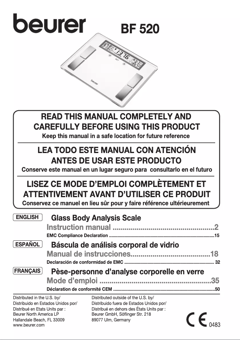 Page 1 de la notice Manuel utilisateur Beurer BF 520