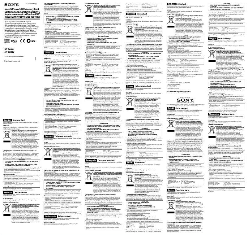 Page 1 de la notice Manuel utilisateur Sony SR-8N4