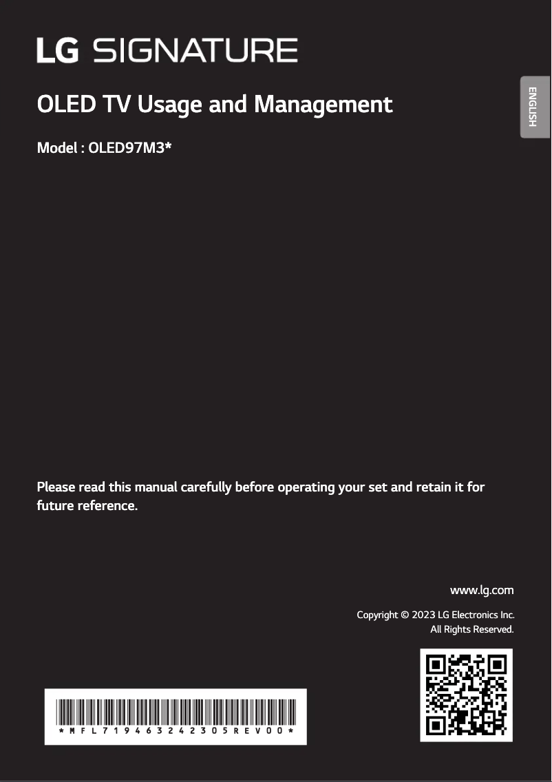 Image de la première page du manuel de l'appareil OLED97M39LA