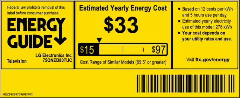 Page n°1 - Label énergétique LG 75QNED80TUC
