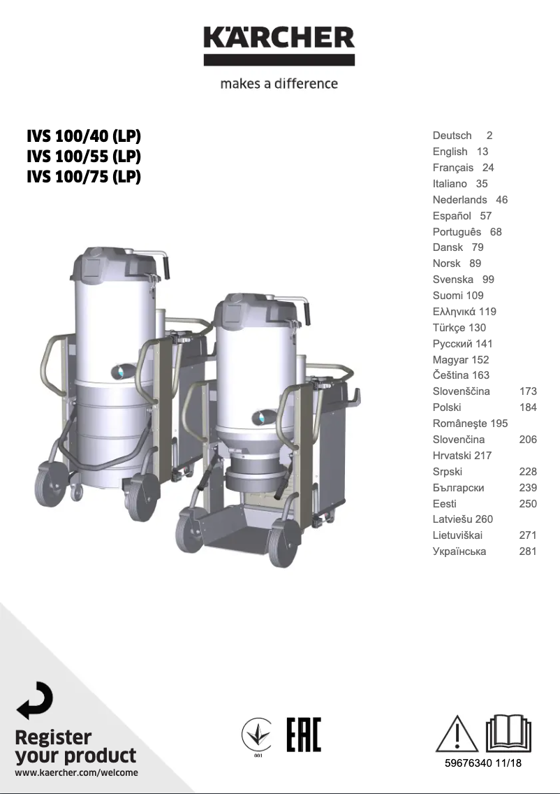 Page n°1 - Manuel utilisateur Kärcher IVS 100/40 Lp