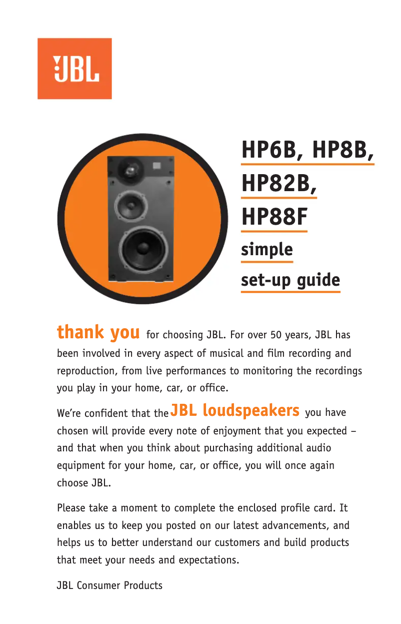 Page 1 de la notice Manuel utilisateur JBL HP82B