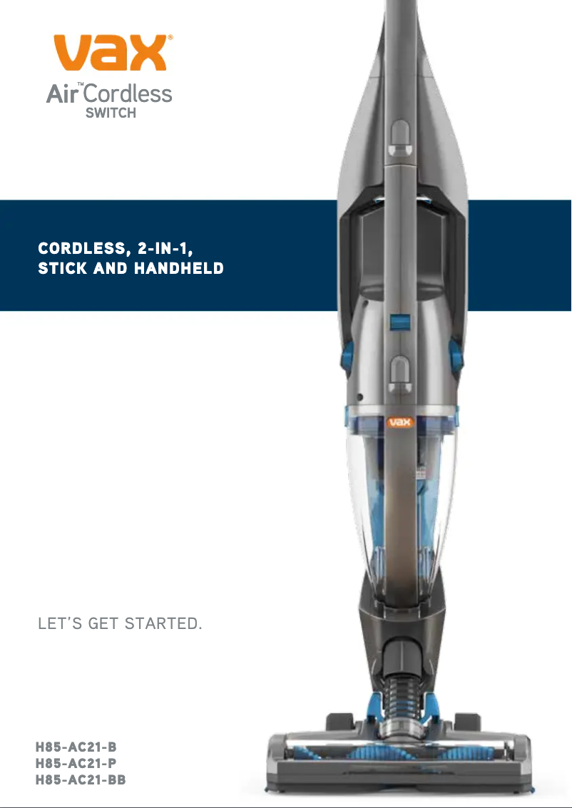 Page 1 de la notice Manuel utilisateur Vax Air Cordless Switch H85-AC21-BB