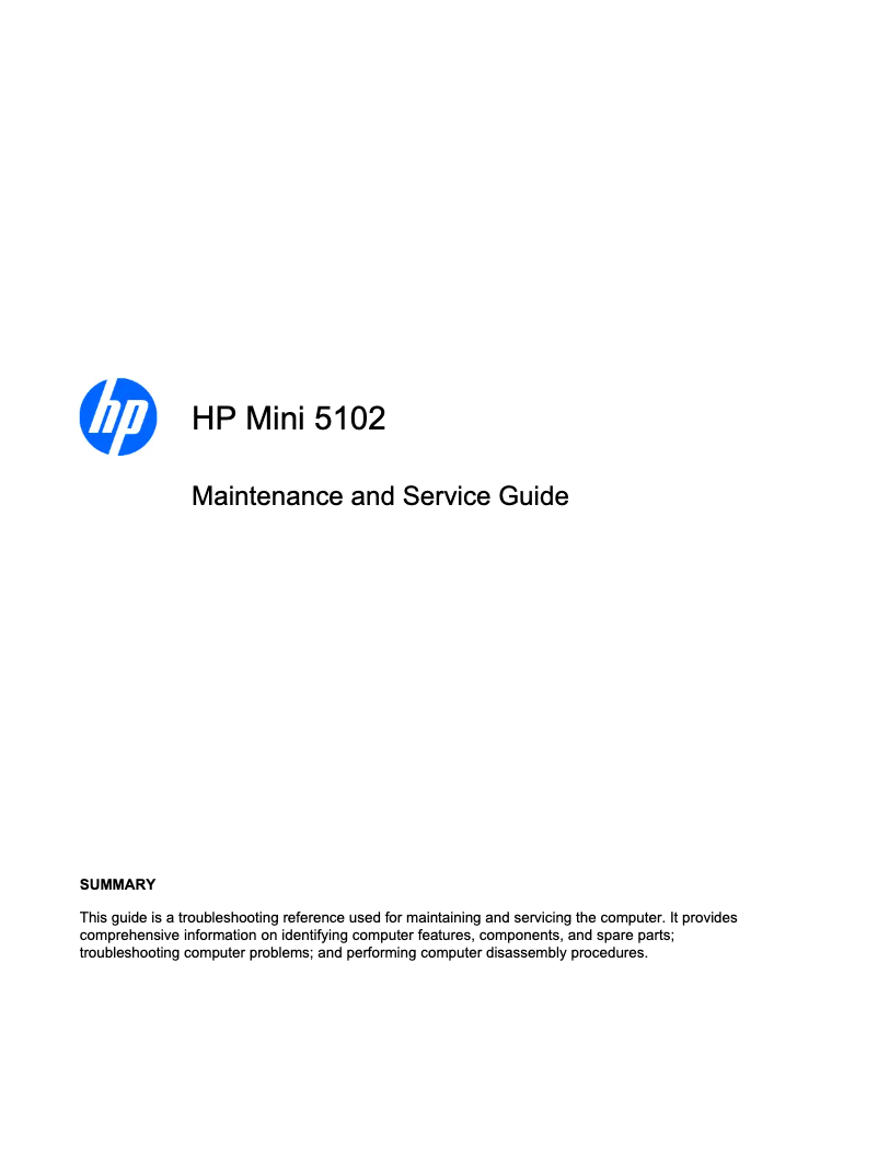 Imagen de la primera página del manual del dispositivo Mini 5102