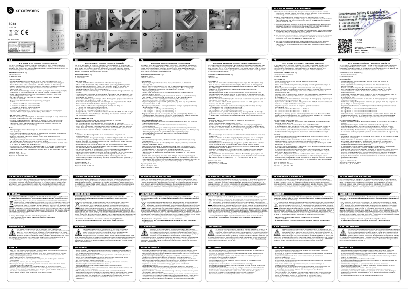 Page 1 de la notice Manuel utilisateur Smartwares SC88