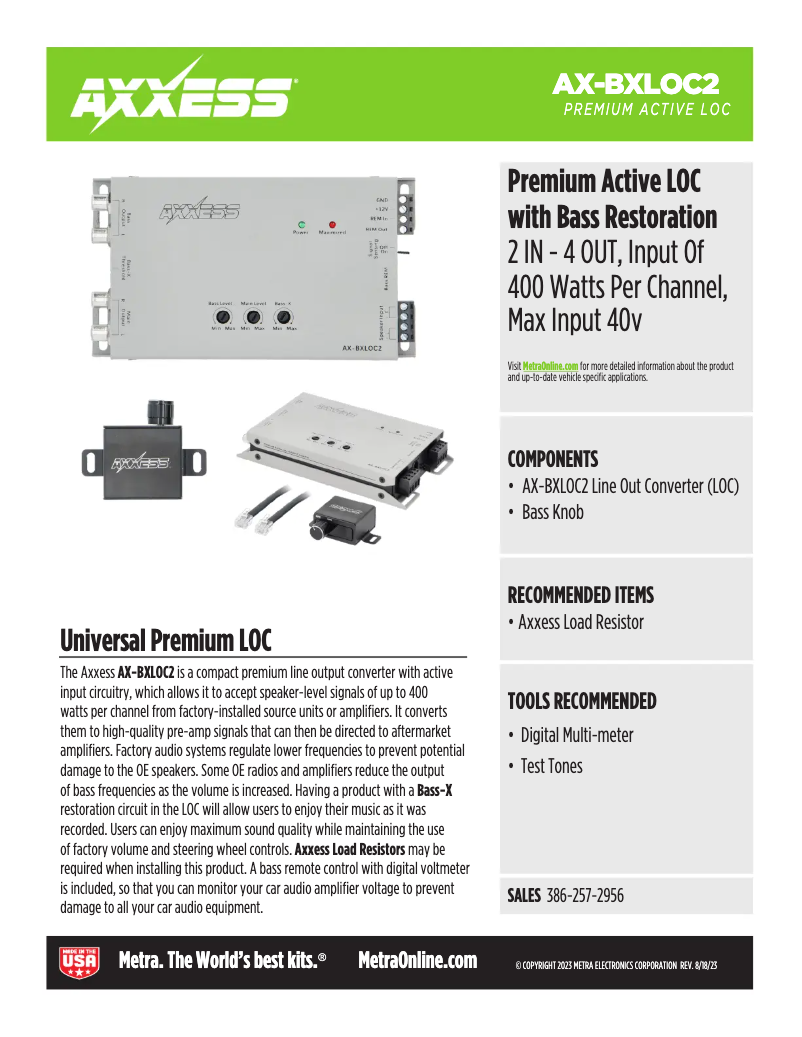 Página 1 del manual Ficha técnica AXESS AX-BXLOC2