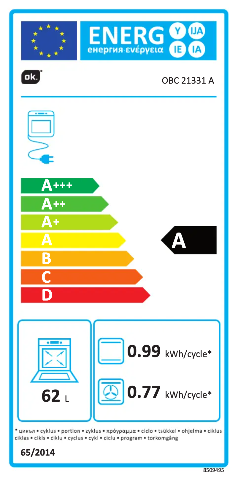 Page n°1 - Label énergétique Amica OBC 21331 A