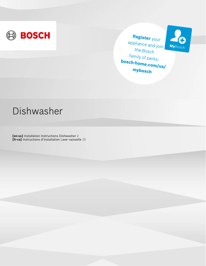 Page 1 de la notice Guide d'installation Bosch SPV68C73UC