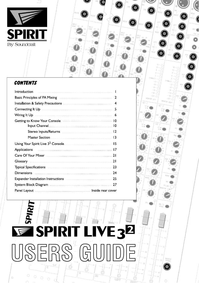 Image de la première page du manuel de l'appareil Spirit Live 3-2