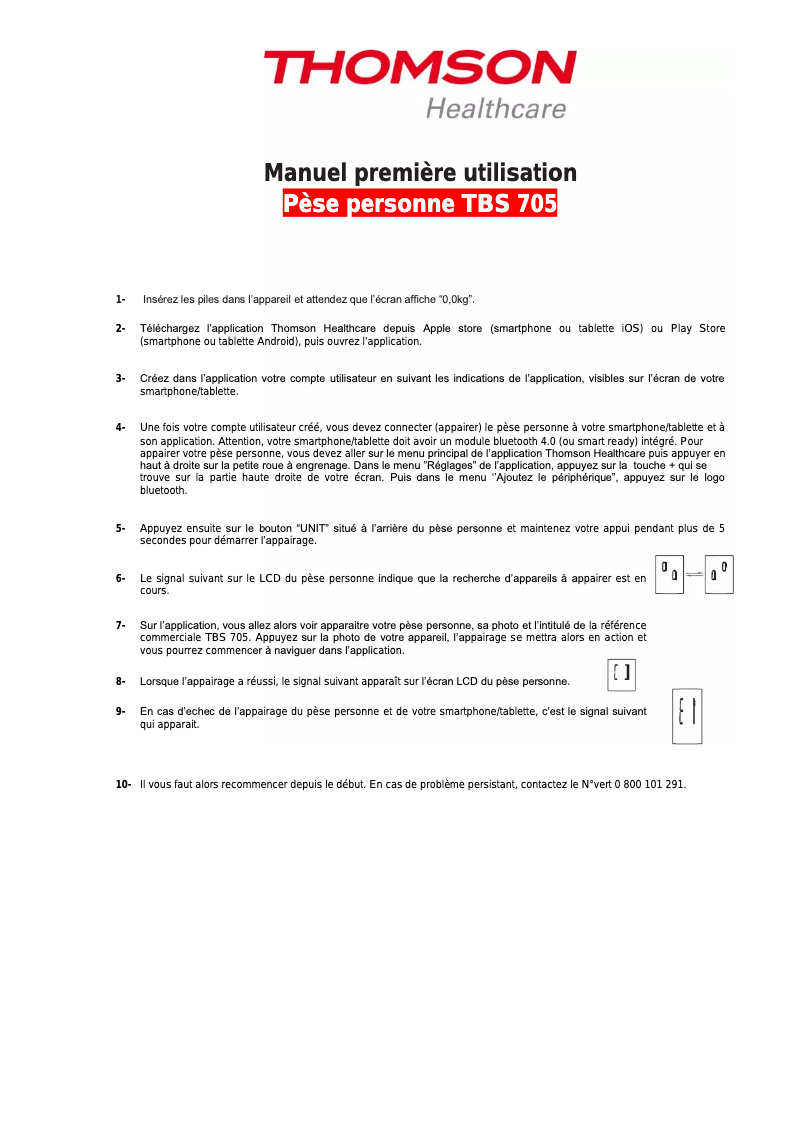 Page 1 de la notice Manuel utilisateur Thomson TBS 705