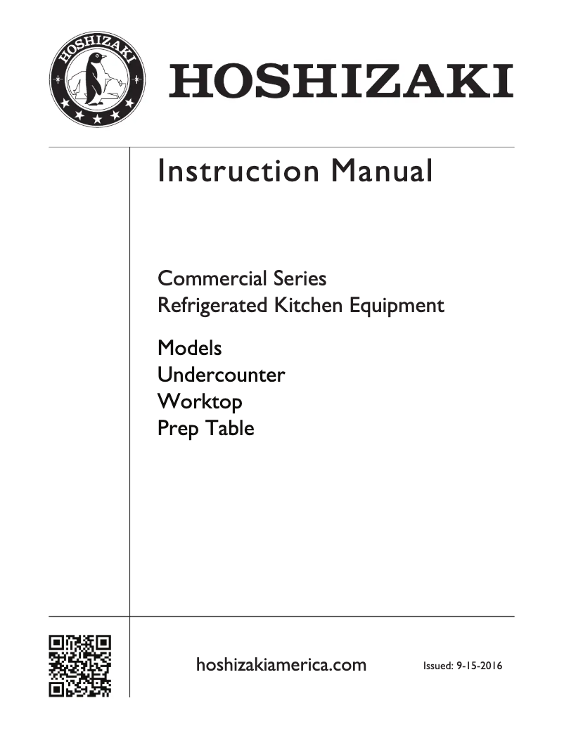 Page 1 of the manual Use and Maintenance Manual Hoshizaki CRMR48-12D4