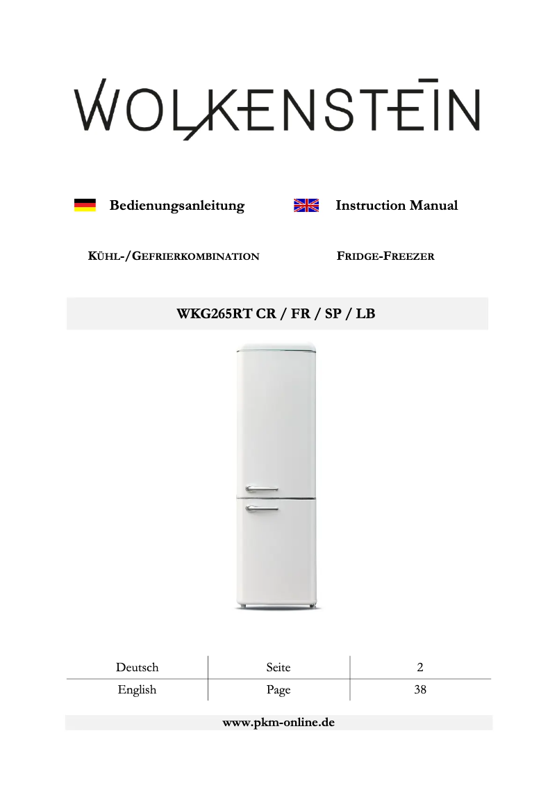 Page n°1 - Manuel utilisateur Wolkenstein WKG265RT FR