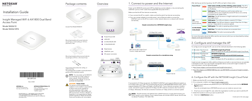 Página 1 del manual Guía de instalación Netgear WAX610PA